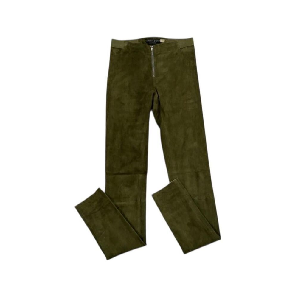Alice + Olivia Front Zip-Up Suede Leggings